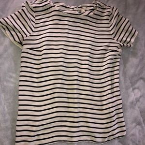 Black and white striped silk shirt
